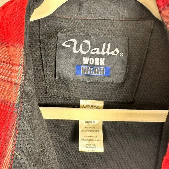 Walls Workwear Heavy Flannel Plaid Red White Beige Long Sleeve Shirt Size XLarge - Picture 10 of 12